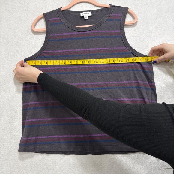 Evereve Tank Top Womens XL Gray Stripe Sleeveless Shirt 100% Cotton Casual - Picture 5 of 8